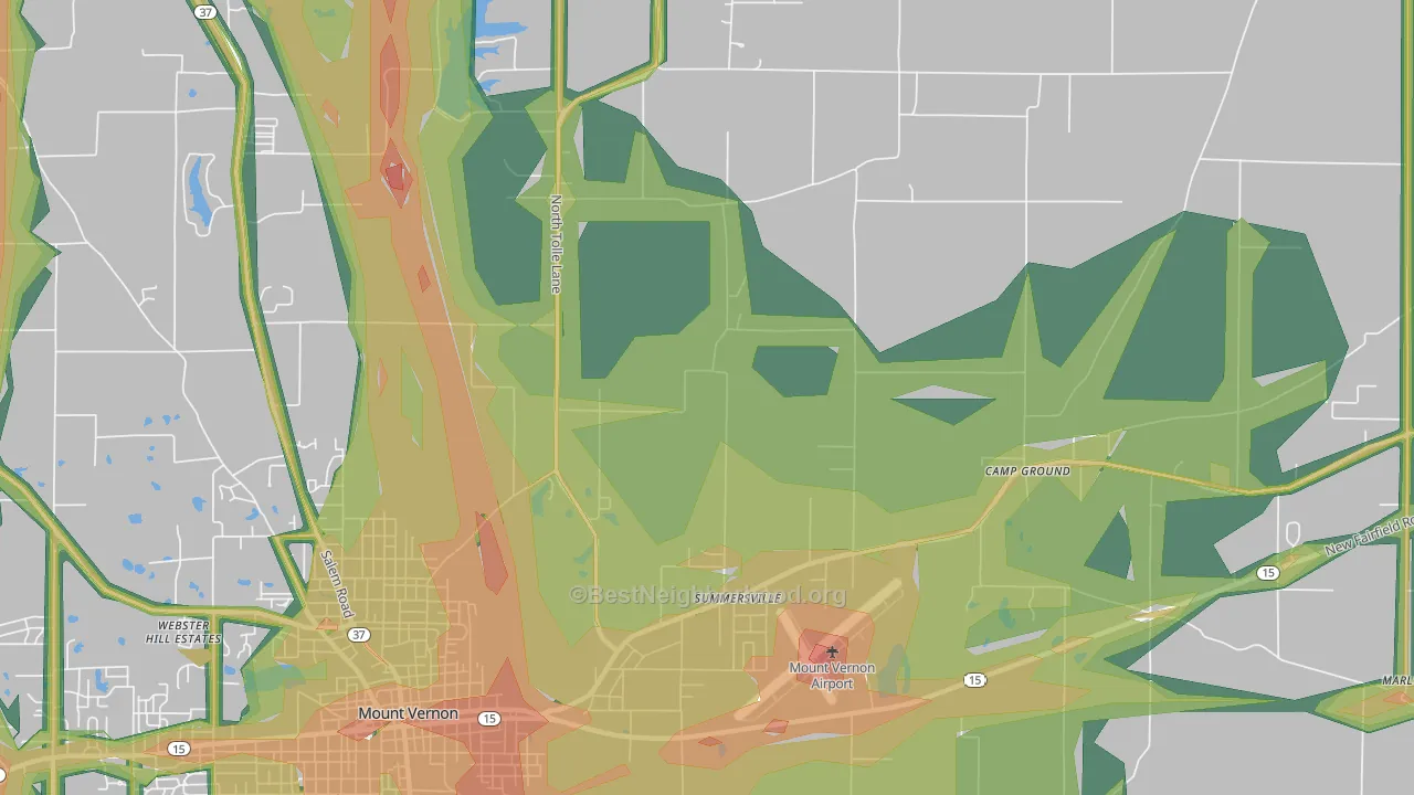 Summersville, IL Map of Noise Levels in Summersville