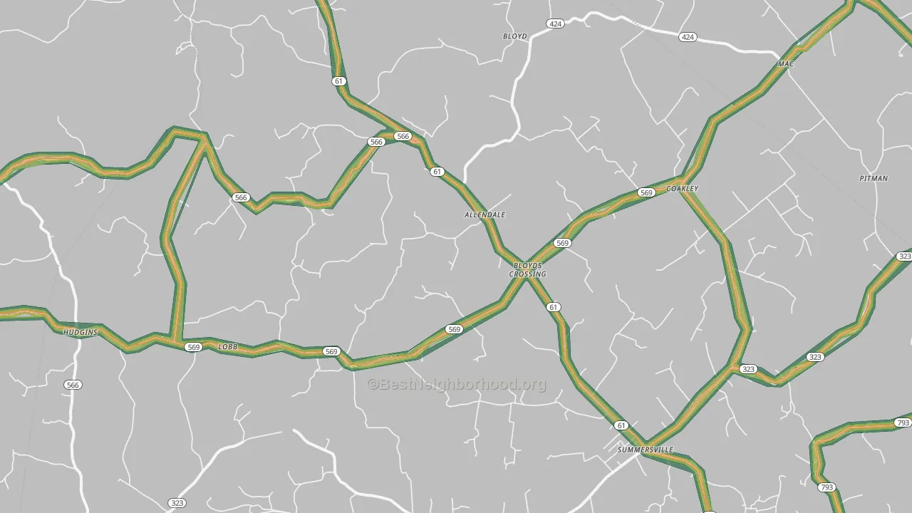 Summersville, KY Map of Noise Levels in Summersville