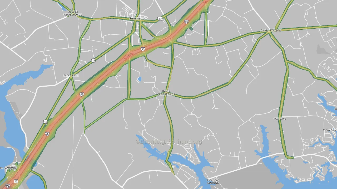 Summerton, SC Map of Noise Levels in Summerton