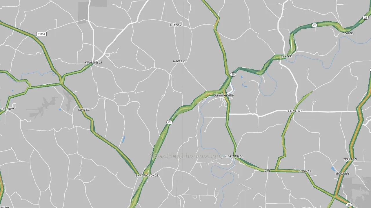 Summerville, PA Map of Noise Levels in Summerville