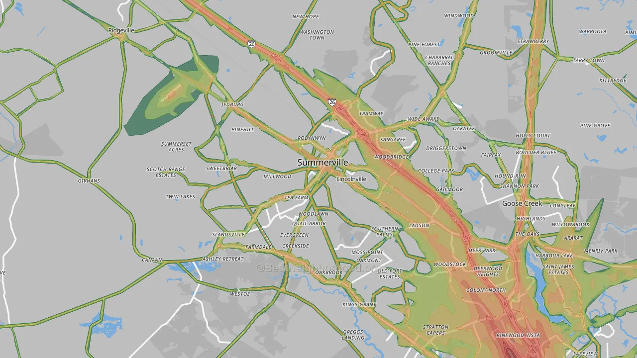 Summerville, SC Map of Noise Levels in Summerville