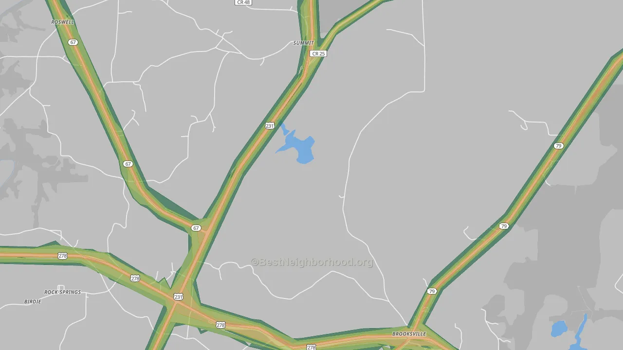 Summit, AL Map of Noise Levels in Summit