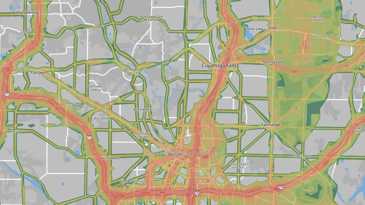 Summit County, OH Map of Noise Levels in Summit County