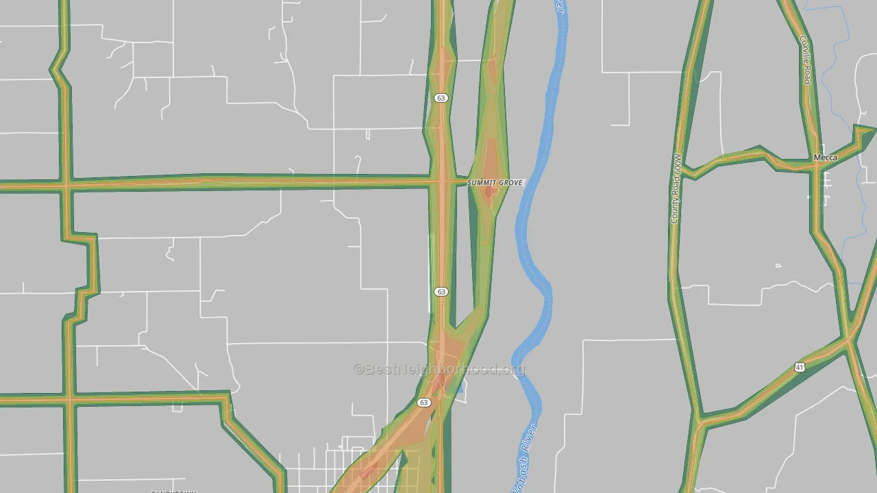 Summit Grove, IN Map of Noise Levels in Summit Grove