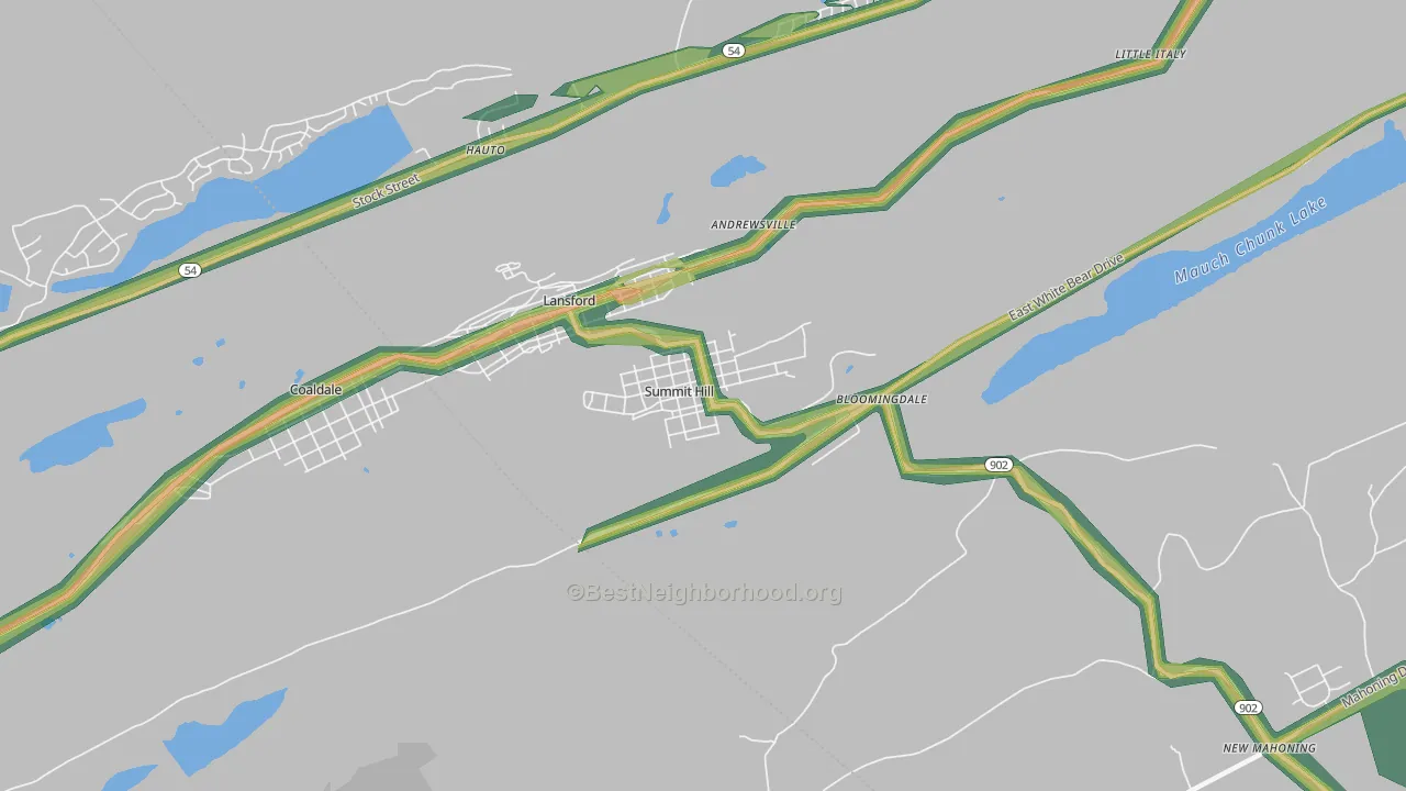 Summit Hill, PA Map of Noise Levels in Summit Hill