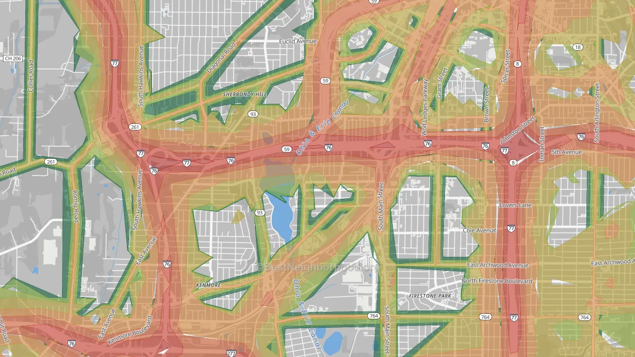 Summit Lake, Akron, OH Map of Noise Levels in Summit Lake