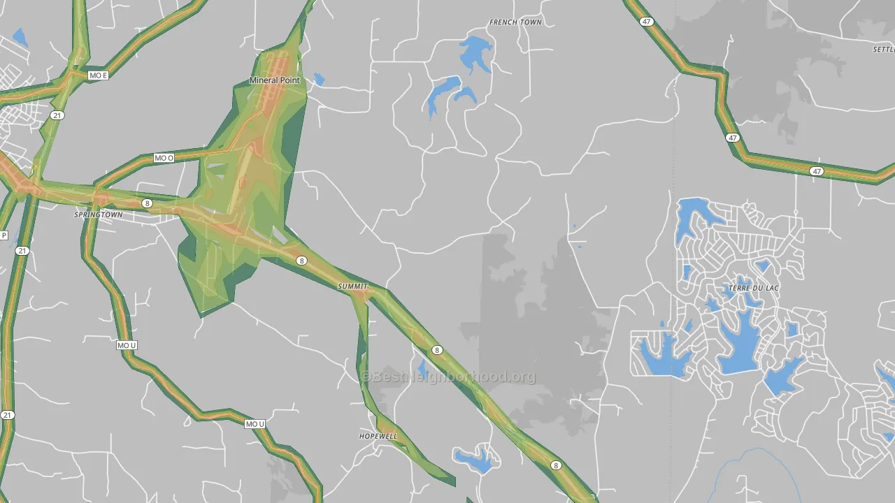 Summit, MO Map of Noise Levels in Summit