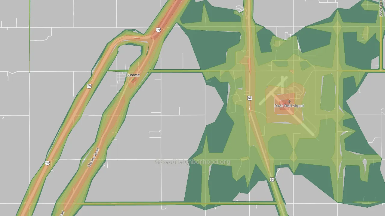 Summit, OK Map of Noise Levels in Summit