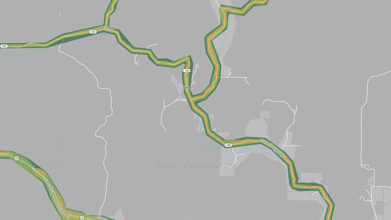 Summit, OR Map of Noise Levels in Summit