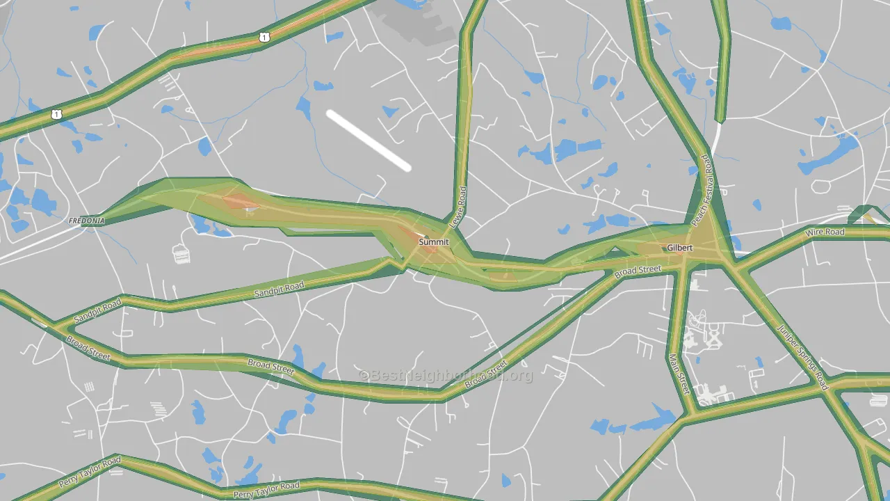 Summit, SC Map of Noise Levels in Summit