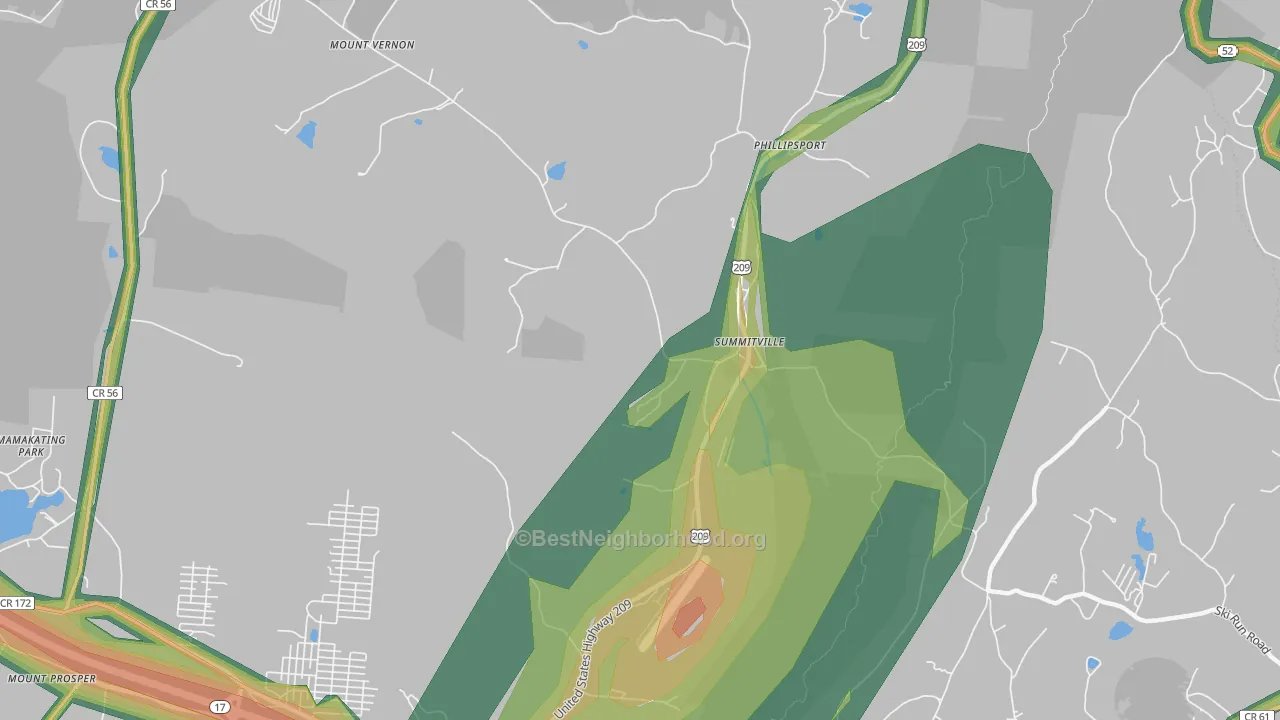 Summitville, NY Map of Noise Levels in Summitville