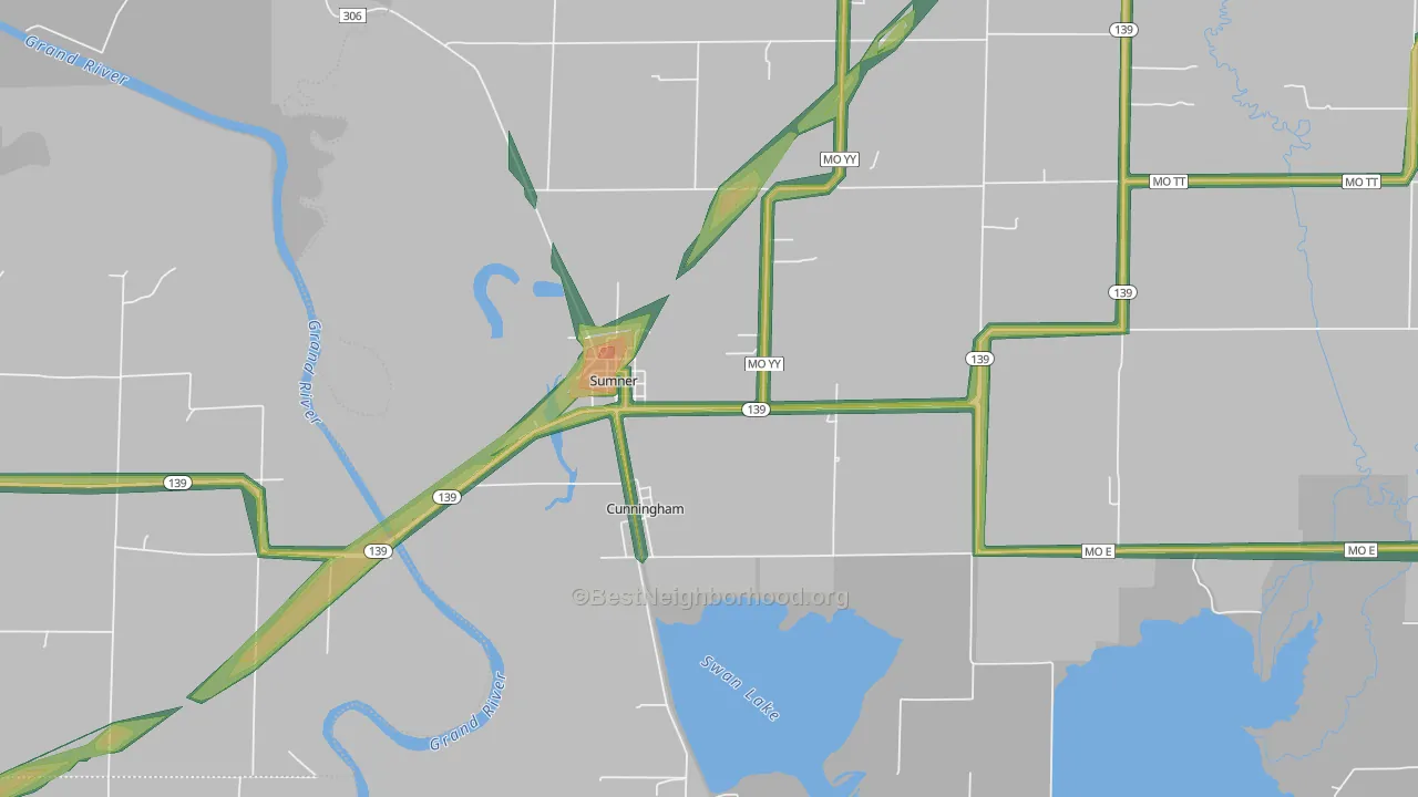 Sumner, MO Map of Noise Levels in Sumner
