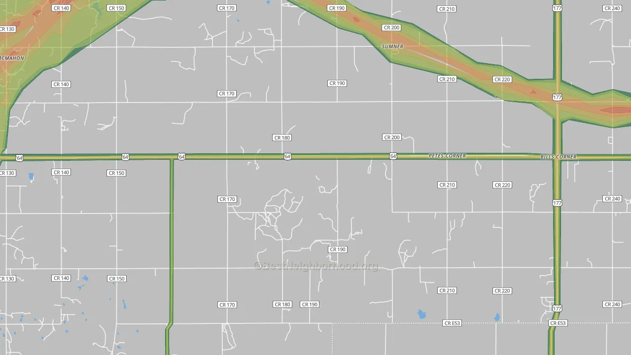 Sumner, OK Map of Noise Levels in Sumner