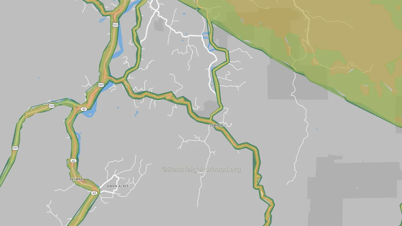 Sumner, OR Map of Noise Levels in Sumner