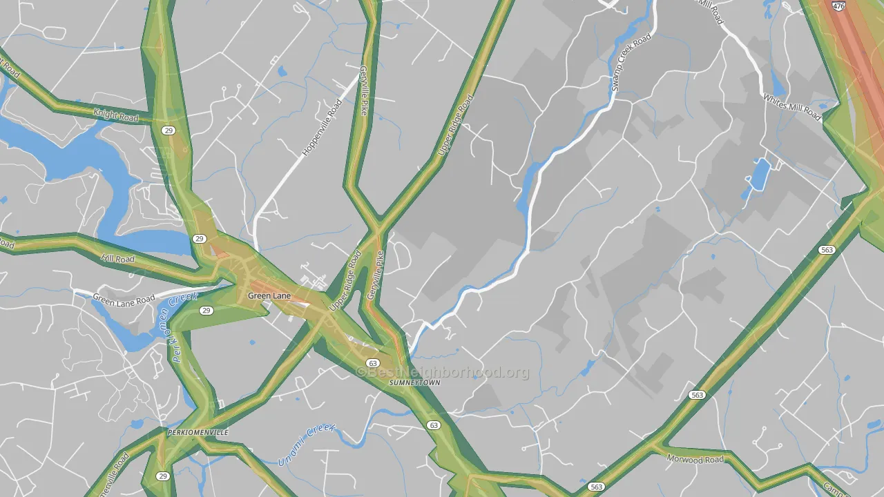 Sumneytown, PA Map of Noise Levels in Sumneytown
