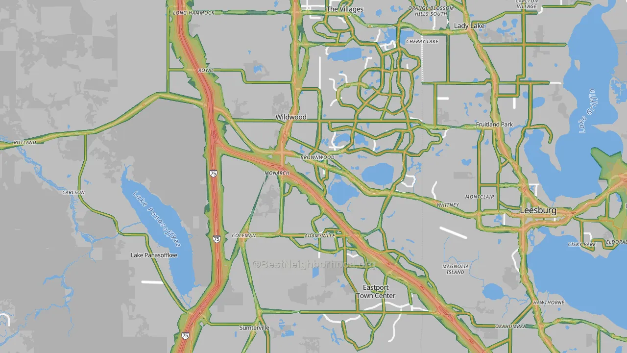 Sumter County, FL Map of Noise Levels in Sumter County