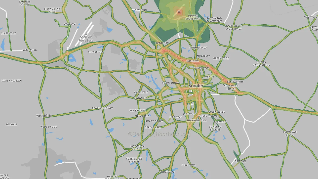 Sumter, SC Map of Noise Levels in Sumter