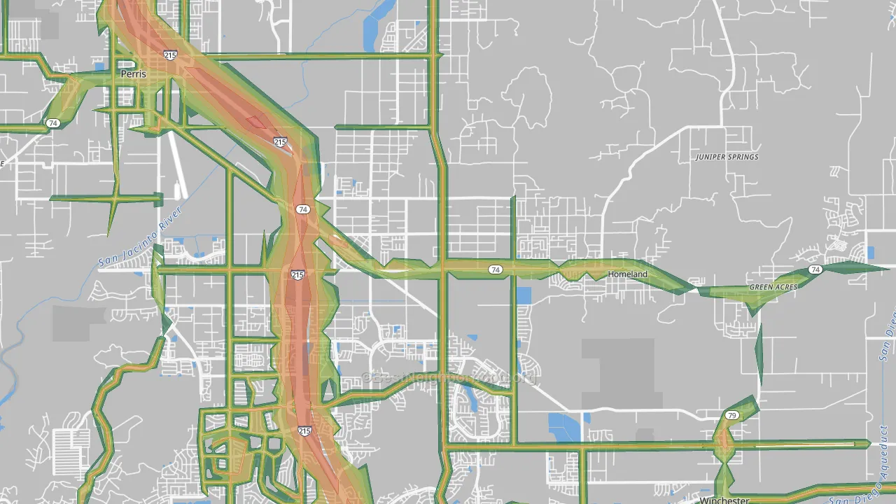 Sun City, CA Map of Noise Levels in Sun City