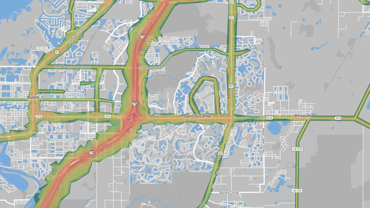 Sun City Center, FL Map of Noise Levels in Sun City Center