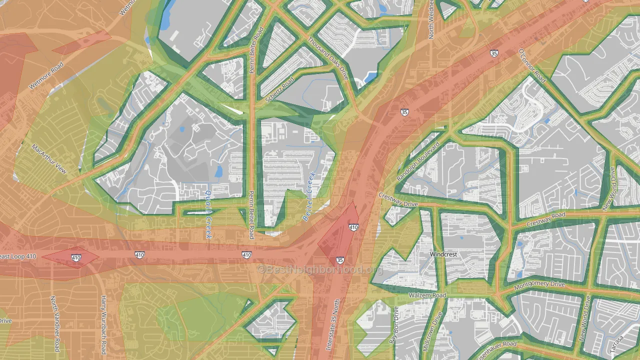 Sun Gate, San Antonio, TX Map of Noise Levels in Sun Gate