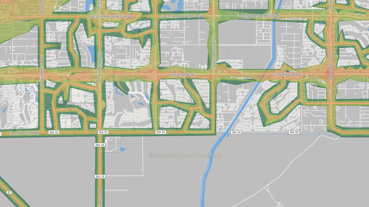 Sun Groves, Chandler, AZ Map of Noise Levels in Sun Groves