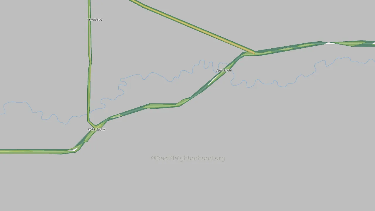 Sun River, MT Map of Noise Levels in Sun River