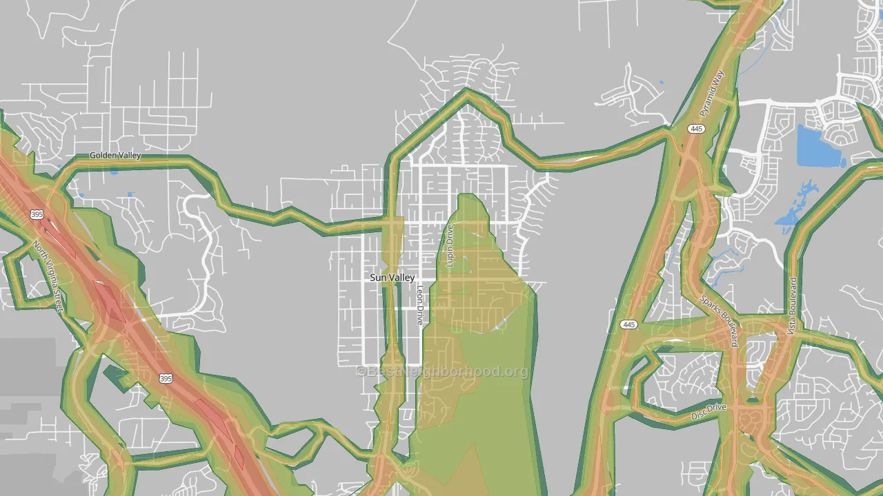 Sun Valley, NV Map of Noise Levels in Sun Valley