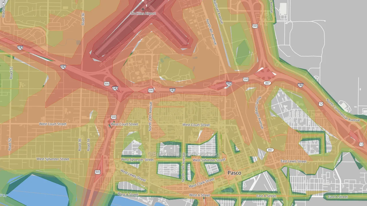 Sun Willows, Pasco, WA Map of Noise Levels in Sun Willows