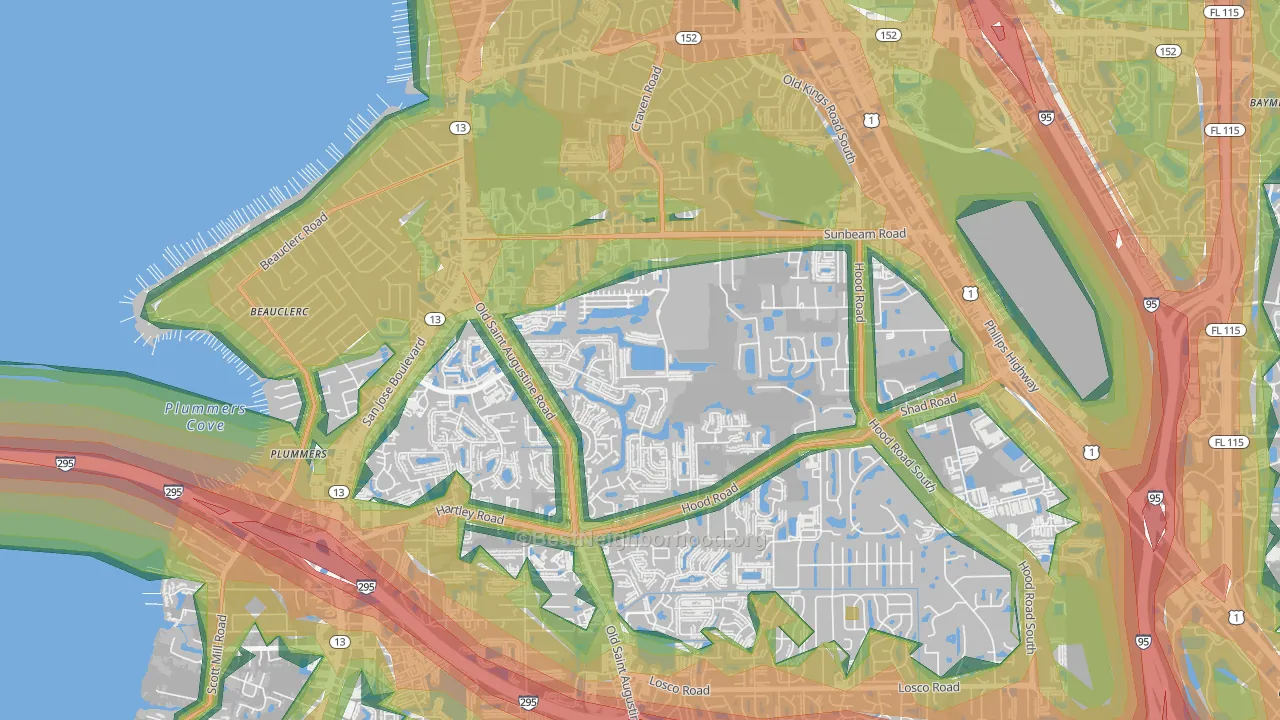 Sunbeam, Jacksonville, FL Map of Noise Levels in Sunbeam
