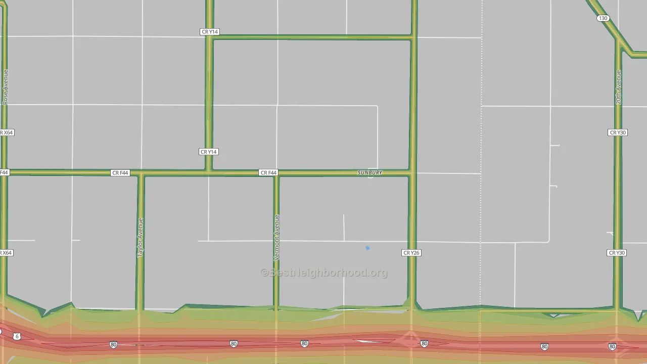 Sunbury, IA Map of Noise Levels in Sunbury