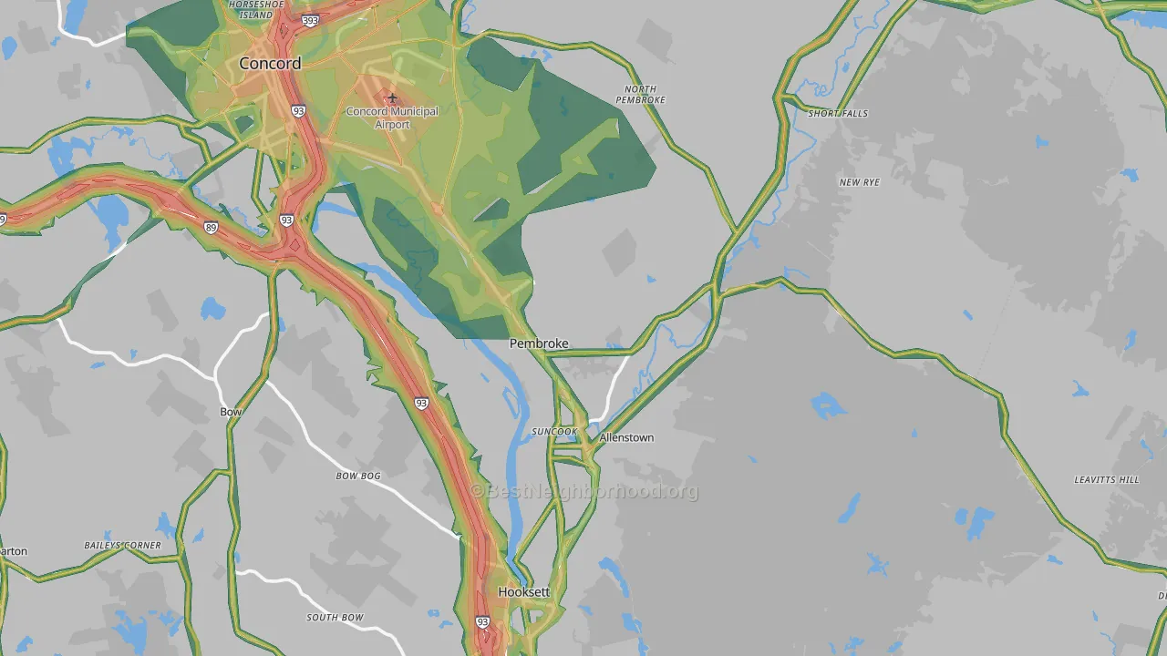 Suncook, NH Map of Noise Levels in Suncook