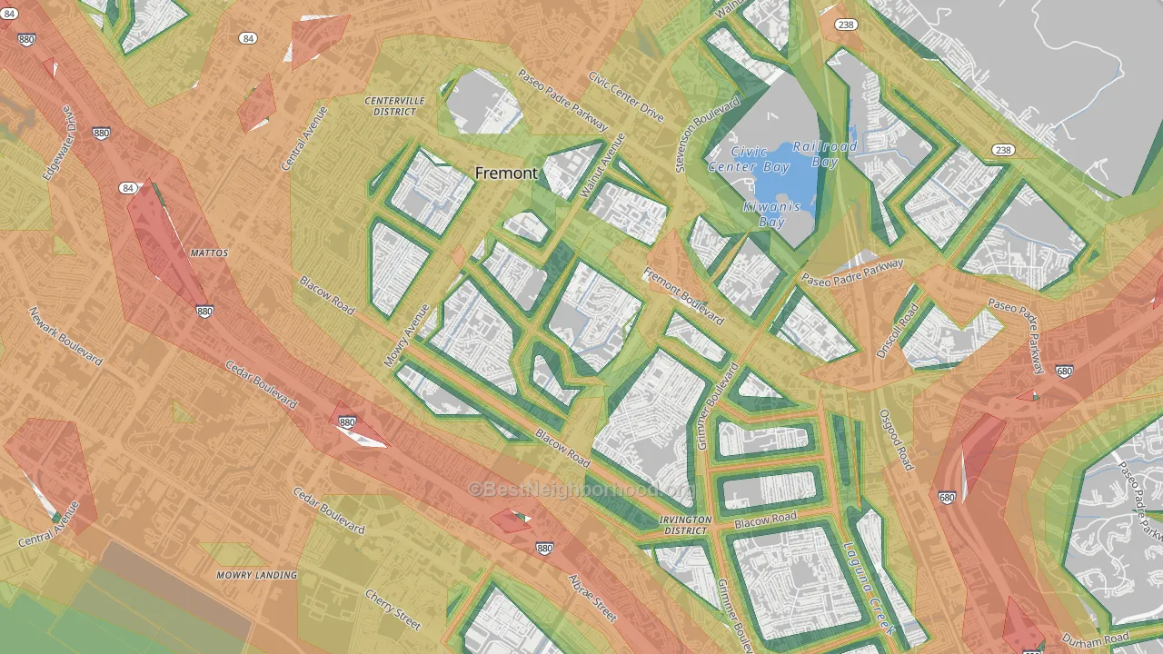 Sundale, Fremont, CA Map of Noise Levels in Sundale