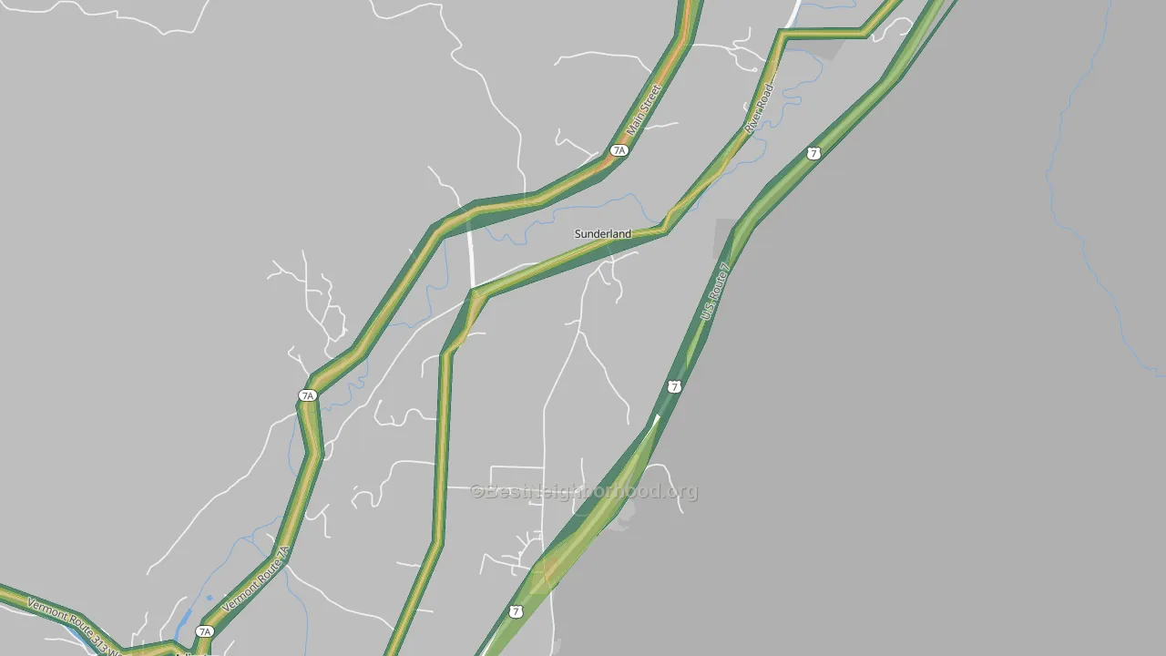 Sunderland, VT Map of Noise Levels in Sunderland