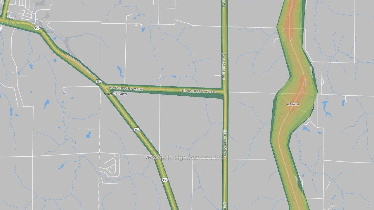 Sunny Hill, IL Map of Noise Levels in Sunny Hill