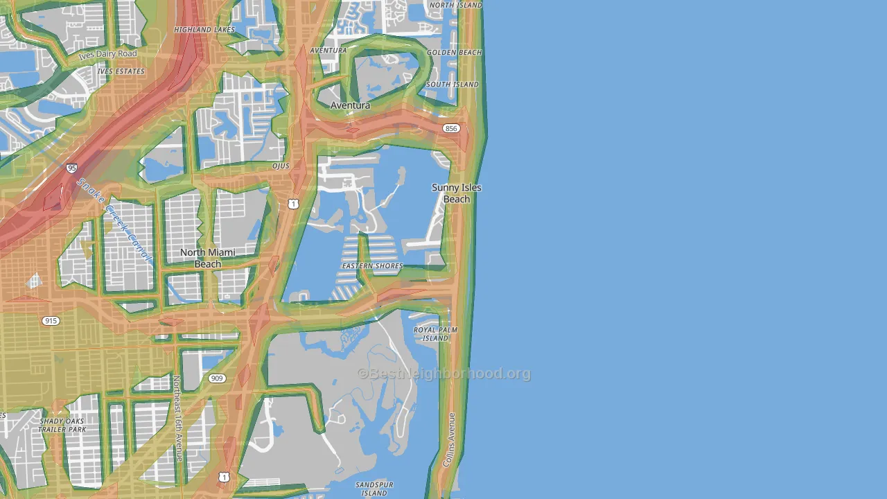 Sunny Isles Beach, FL Map of Noise Levels in Sunny Isles Beach