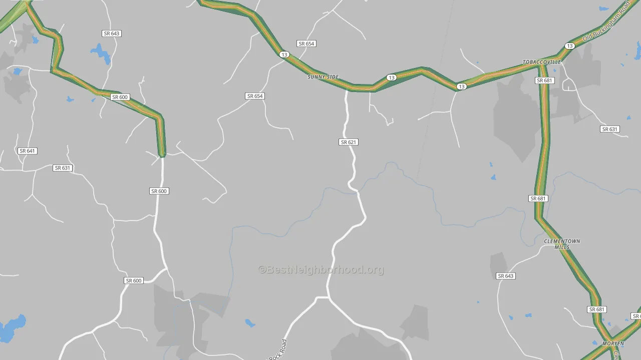 Sunny Side, VA Map of Noise Levels in Sunny Side