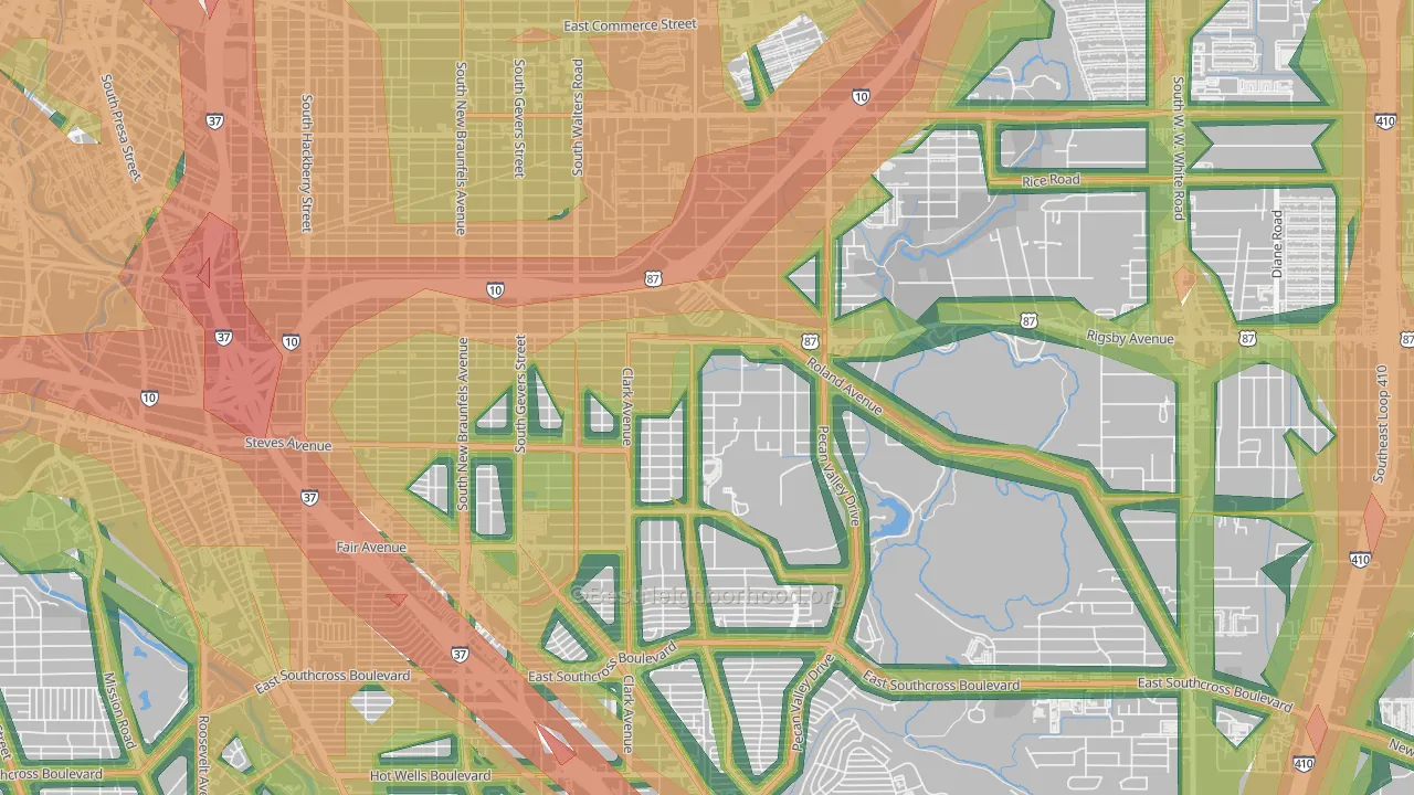 Sunny Slope, San Antonio, TX Map of Noise Levels in Sunny Slope