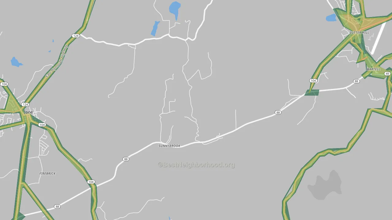 Sunnybrook, CA Map of Noise Levels in Sunnybrook
