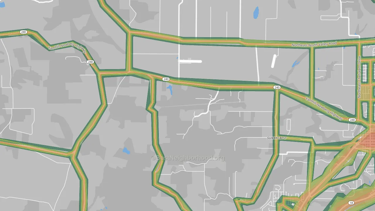 Sunnycrest, OR Map of Noise Levels in Sunnycrest