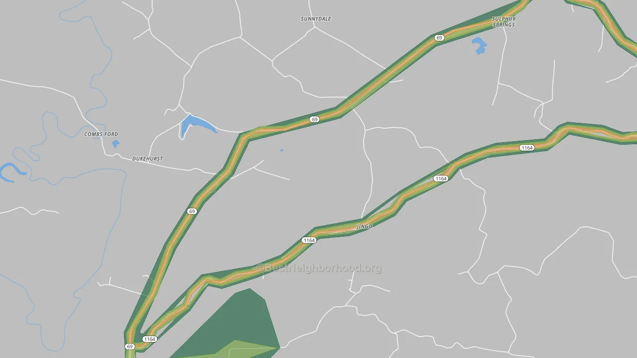 Sunnydale, KY Map of Noise Levels in Sunnydale