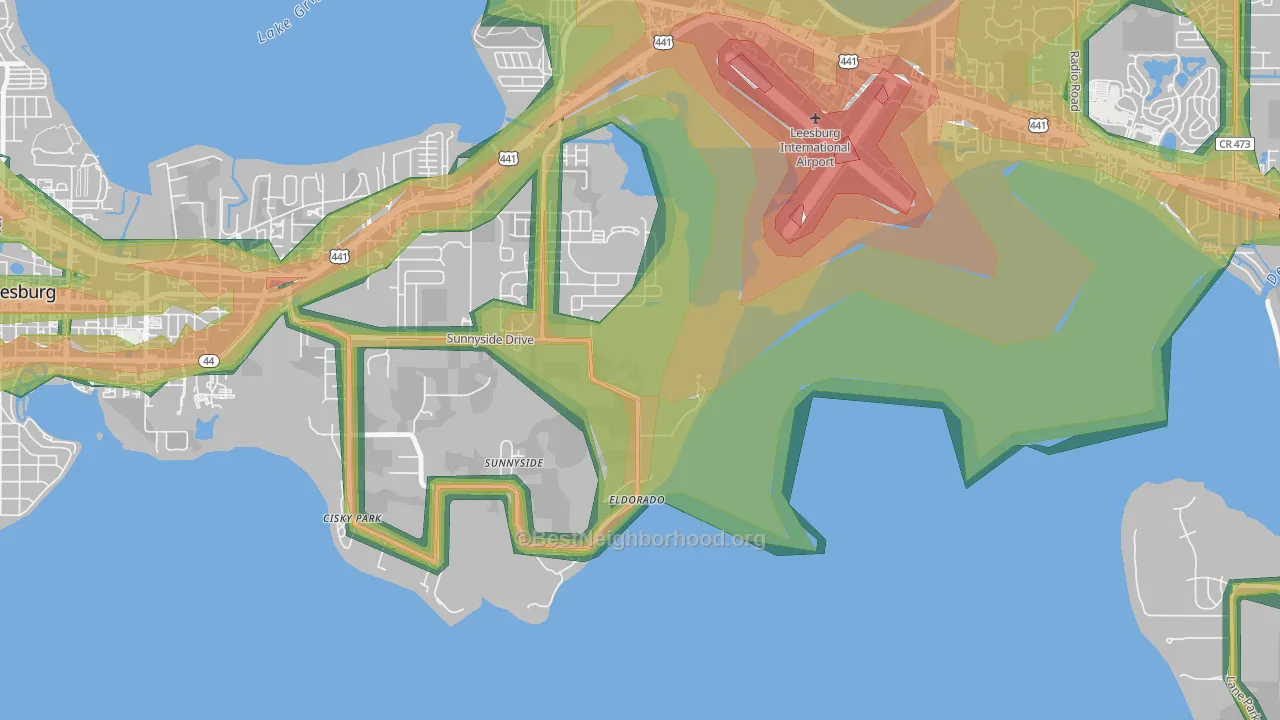 Sunnyside, FL Map of Noise Levels in Sunnyside