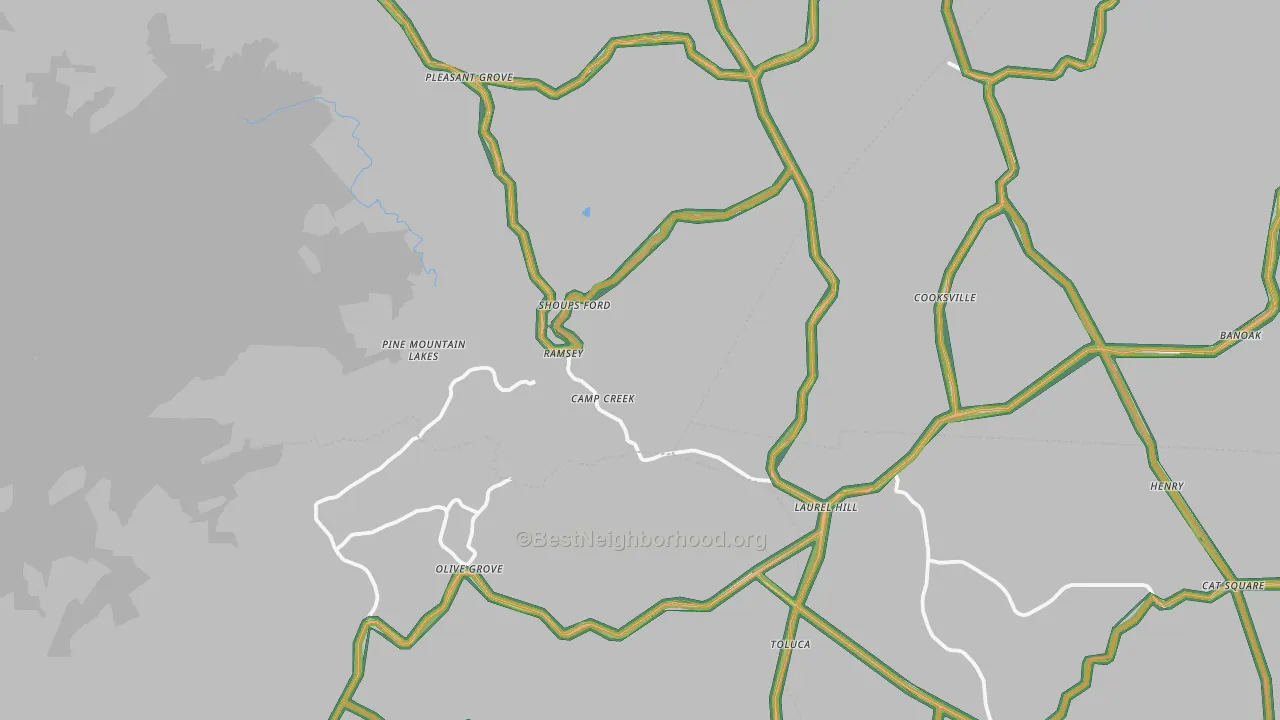 Sunnyside, NC Map of Noise Levels in Sunnyside