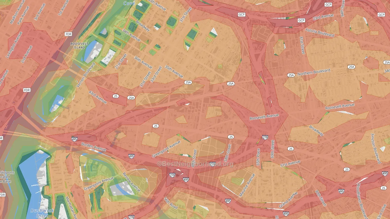 Sunnyside, Queens, NY Map of Noise Levels in Sunnyside