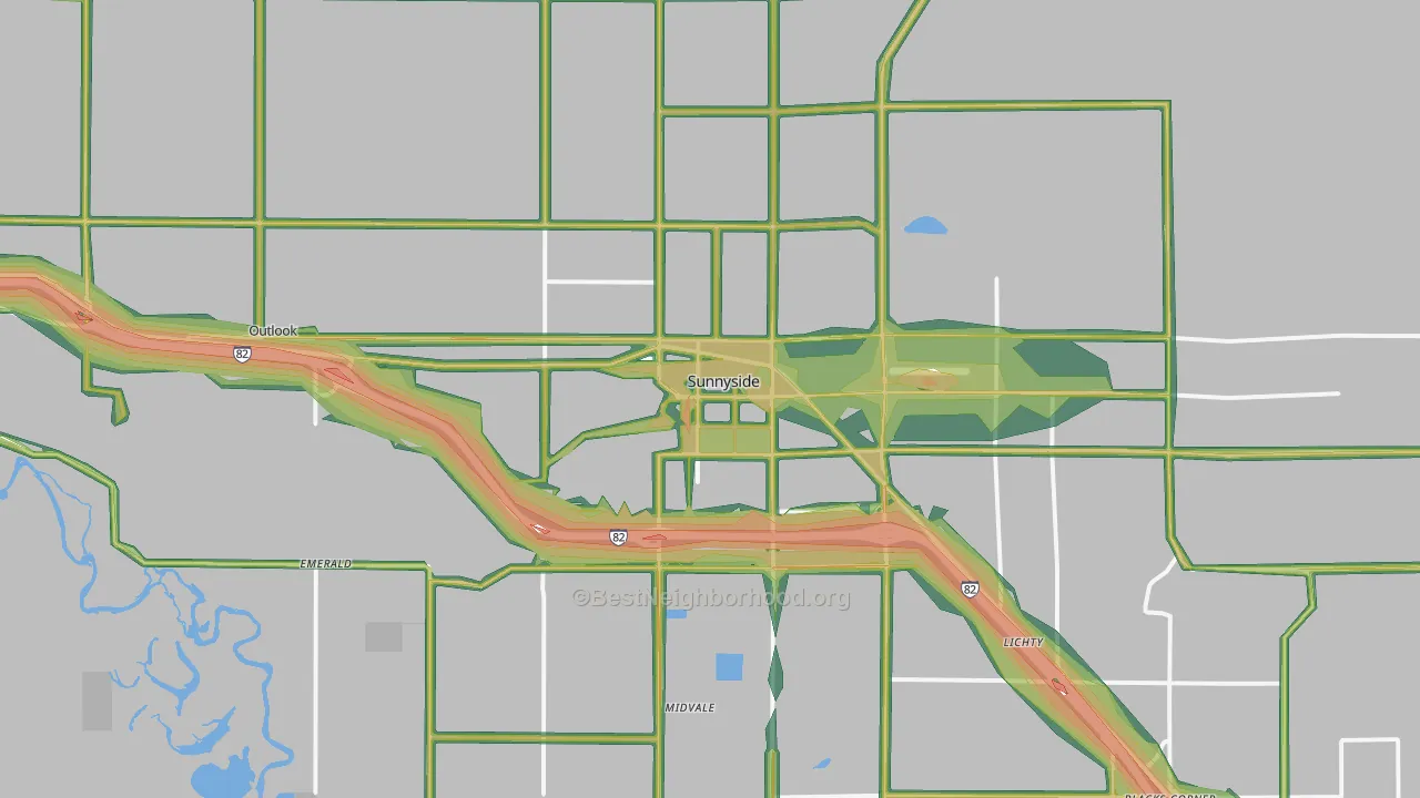 Sunnyside, WA Map of Noise Levels in Sunnyside