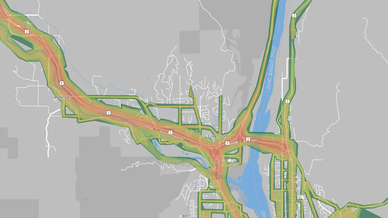 Sunnyslope, WA Map of Noise Levels in Sunnyslope