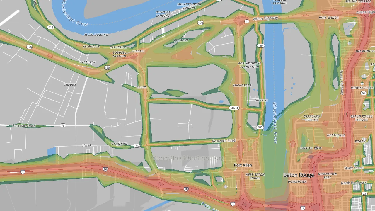 Sunrise, LA Map of Noise Levels in Sunrise