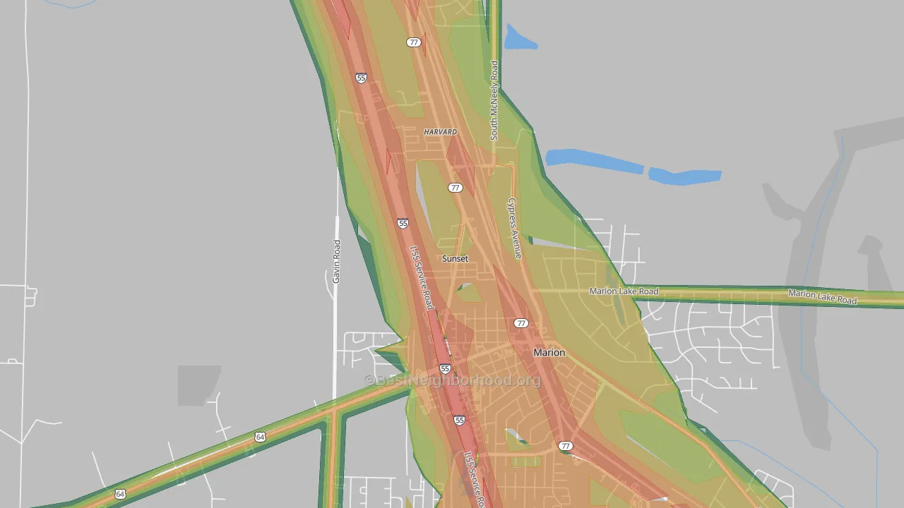 Sunset, AR Map of Noise Levels in Sunset