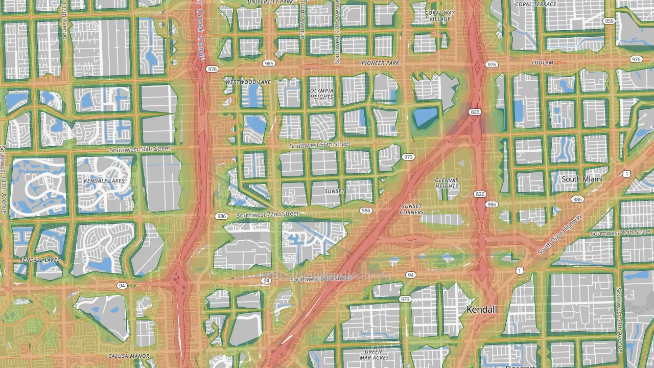 Sunset, FL Map of Noise Levels in Sunset
