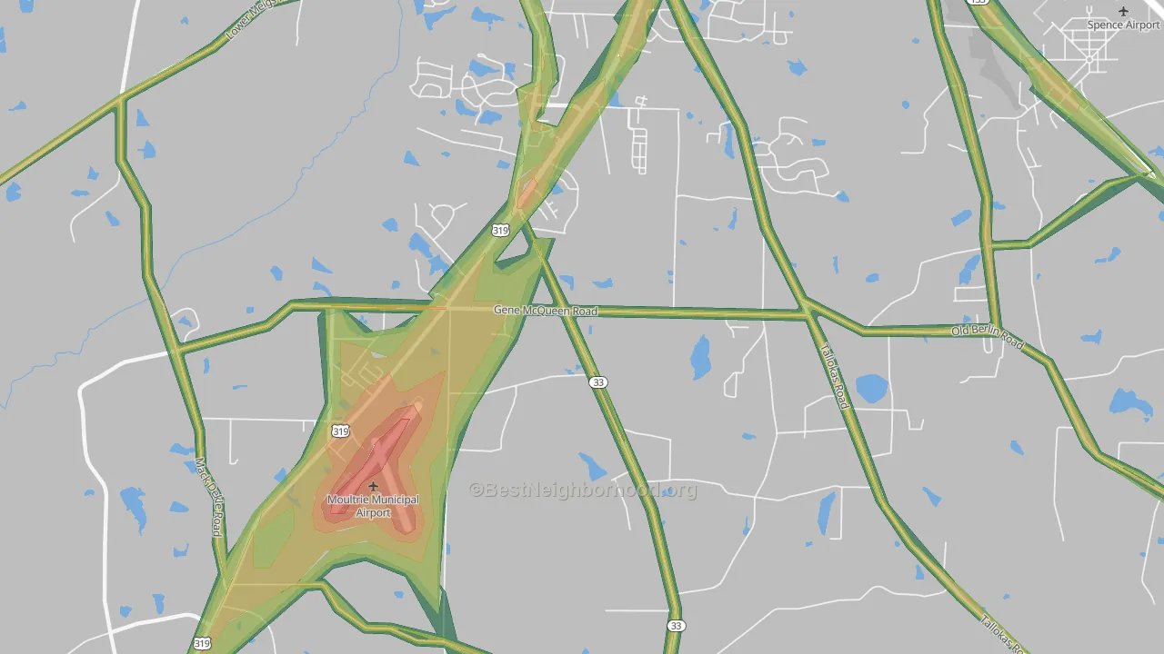 Sunset, GA Map of Noise Levels in Sunset