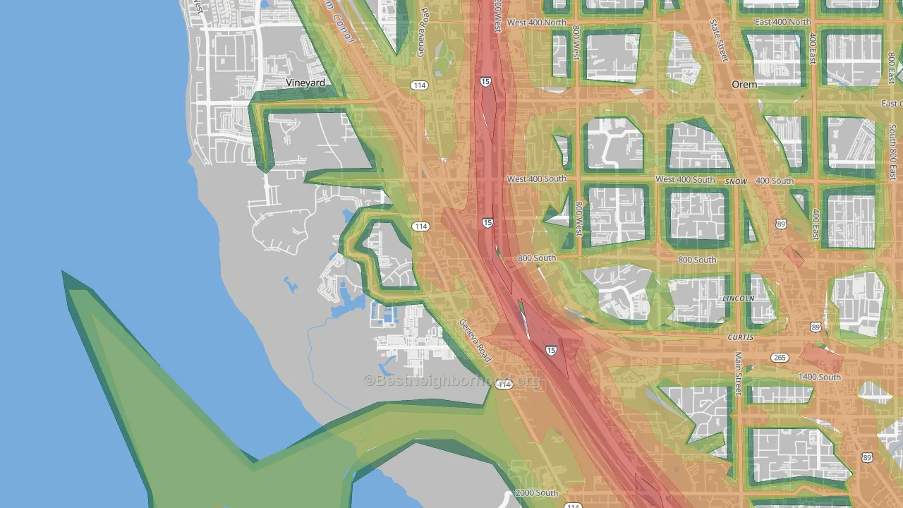 Sunset Heights, Orem, UT Map of Noise Levels in Sunset Heights